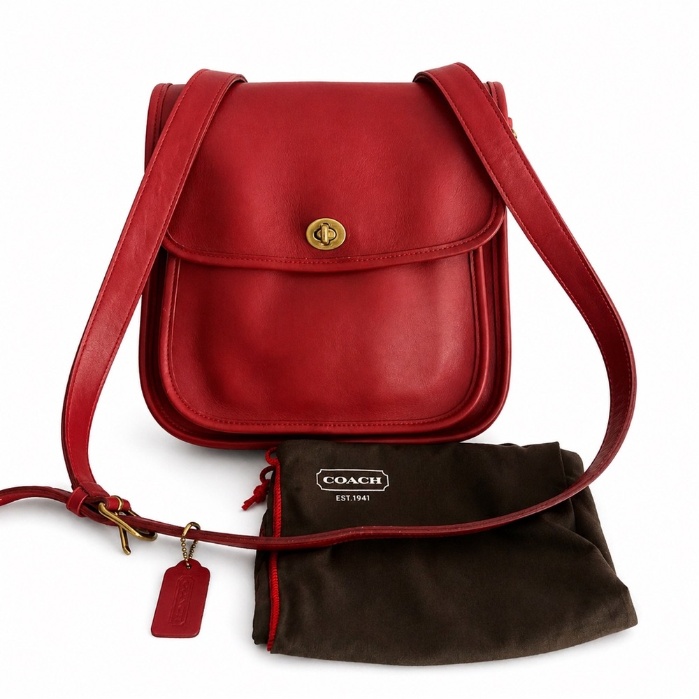COACH Large Sidepack Red Glove Tanned Leather Crossbody Bag Rare USA COA 9979